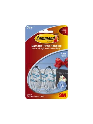 3M COMMAND SMALL HOOK CLEAR 2PK 17092CLR-ES