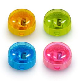 PLASTIC SHARPENER 1 HOLE ASST DOME BIN